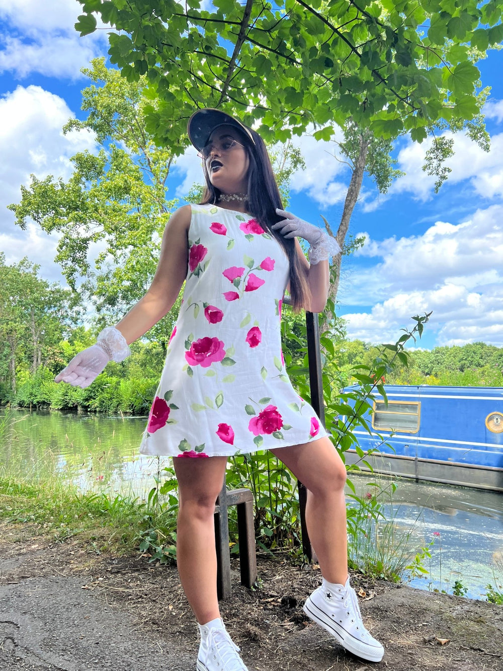 White + Pink Peony Shift Dress - One Wear Freedom #product_tags#
